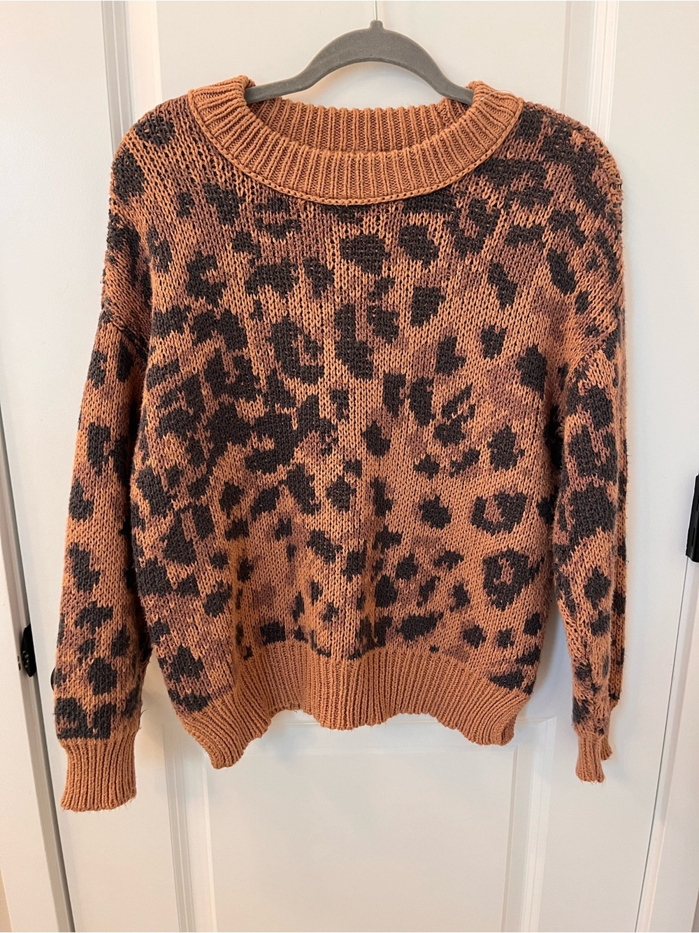 aerie Leopard-Print Crewneck Sweater - Brown/Black